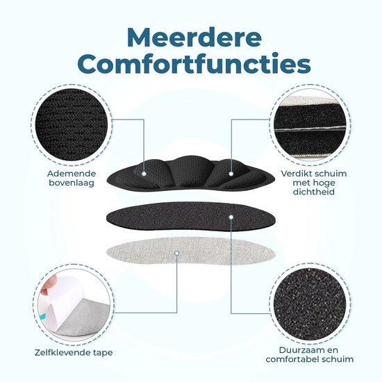 Shoeple Heelpad Flex (6 stuks) - Hielkussentjes voor Schoenen - Schoenverkleiner - Antislip Hielzool - Hielbeschermer - Zwart