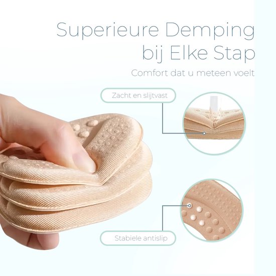 Shoeple Heelpad One (4 stuks) - Hielkussentjes voor Schoenen - Schoenverkleiner - Antislip Hielzool - Hielbeschermer - Beige