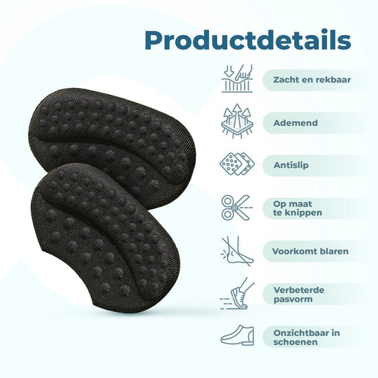 Shoeple Heelpad One (4 stuks) - Hielkussentjes voor Schoenen - Schoenverkleiner - Antislip Hielzool - Hielbeschermer - Zwart