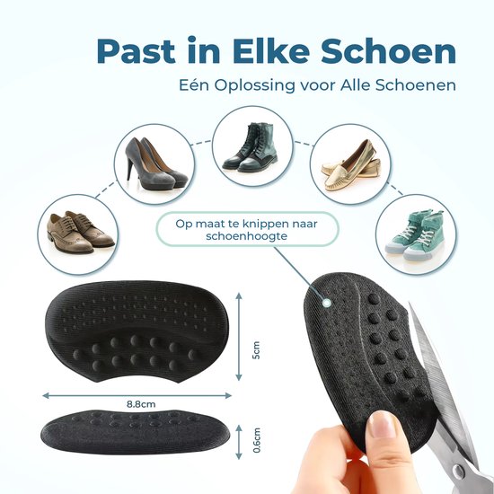 Shoeple Heelpad One (4 stuks) - Hielkussentjes voor Schoenen - Schoenverkleiner - Antislip Hielzool - Hielbeschermer - Zwart
