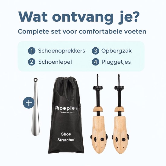 Shoeple Schoenspanner (2 stuks) Hout - Maat 35 t/m 40 - Verstelbare Schoenoprekker - Schoenvormer