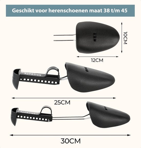 Shoeple Schoenspanner (2 stuks) Maat 38 t/m 45 - Schoenoprekker - Schoenvormer - Anti kreuk Sneaker - Zwart