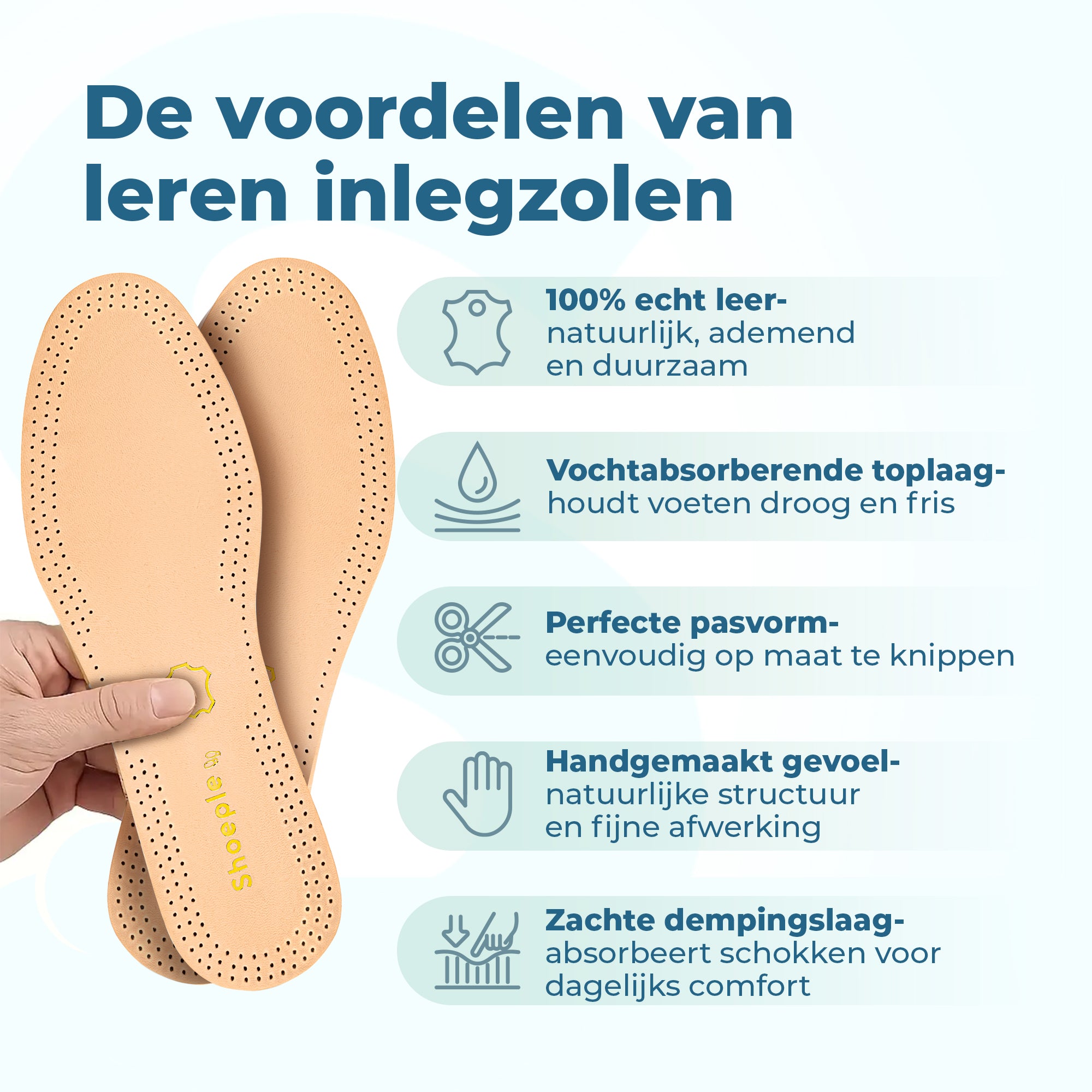 Shoeple Premium Leren Inlegzolen – Extra Zacht Comfort & Luxe Afwerking – Natuurlijke Leerlaag