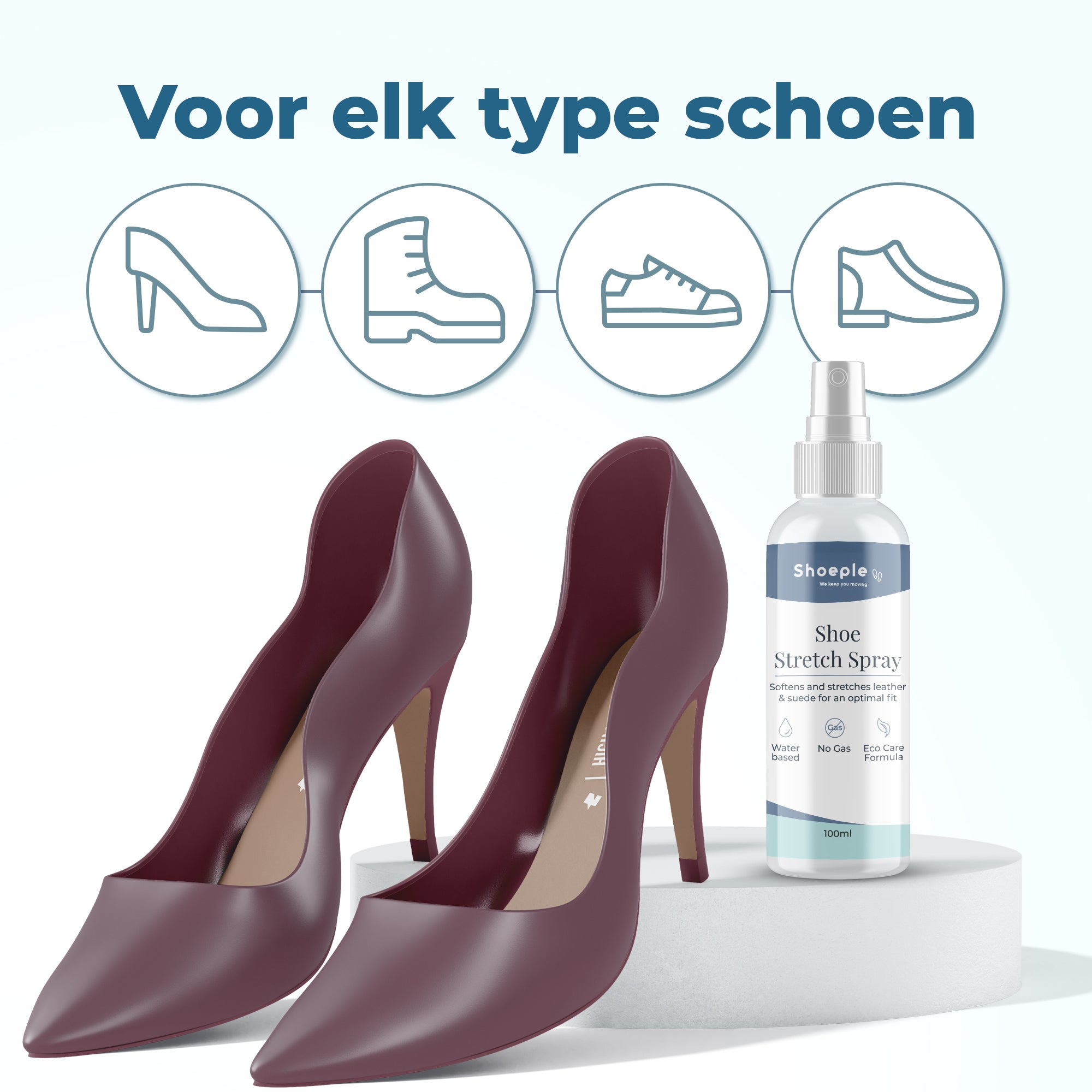 Shoeple Stretch Spray – Verzacht & Verruimt Schoenen - Comfortabel Inlopen - Voor Leer & Suède - 100 ml