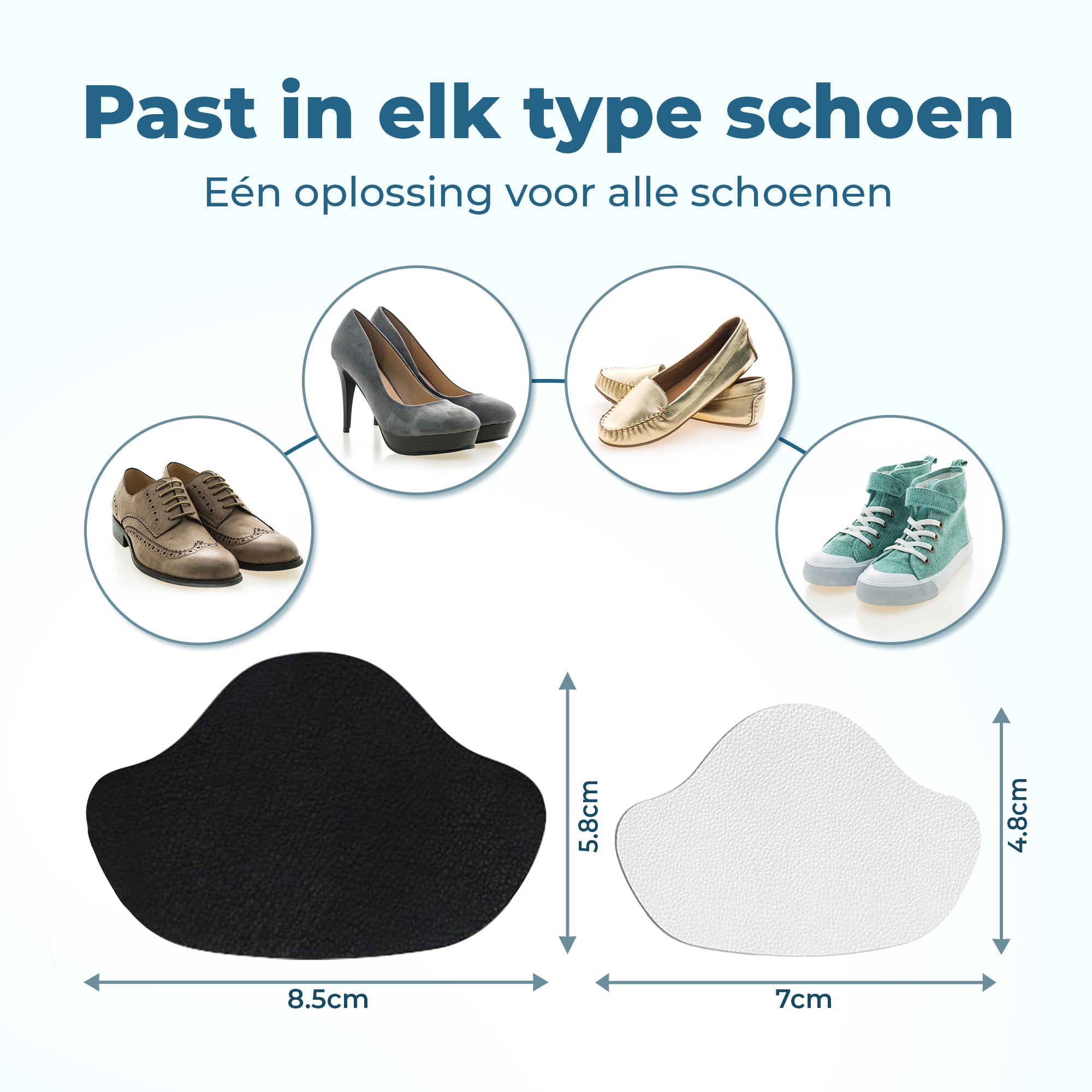 Shoeple Hak Reparatie Schoen (8 stuks) - Hielzooltjes - Inlegzool - Hakbeschermers - Wit & Zwart
