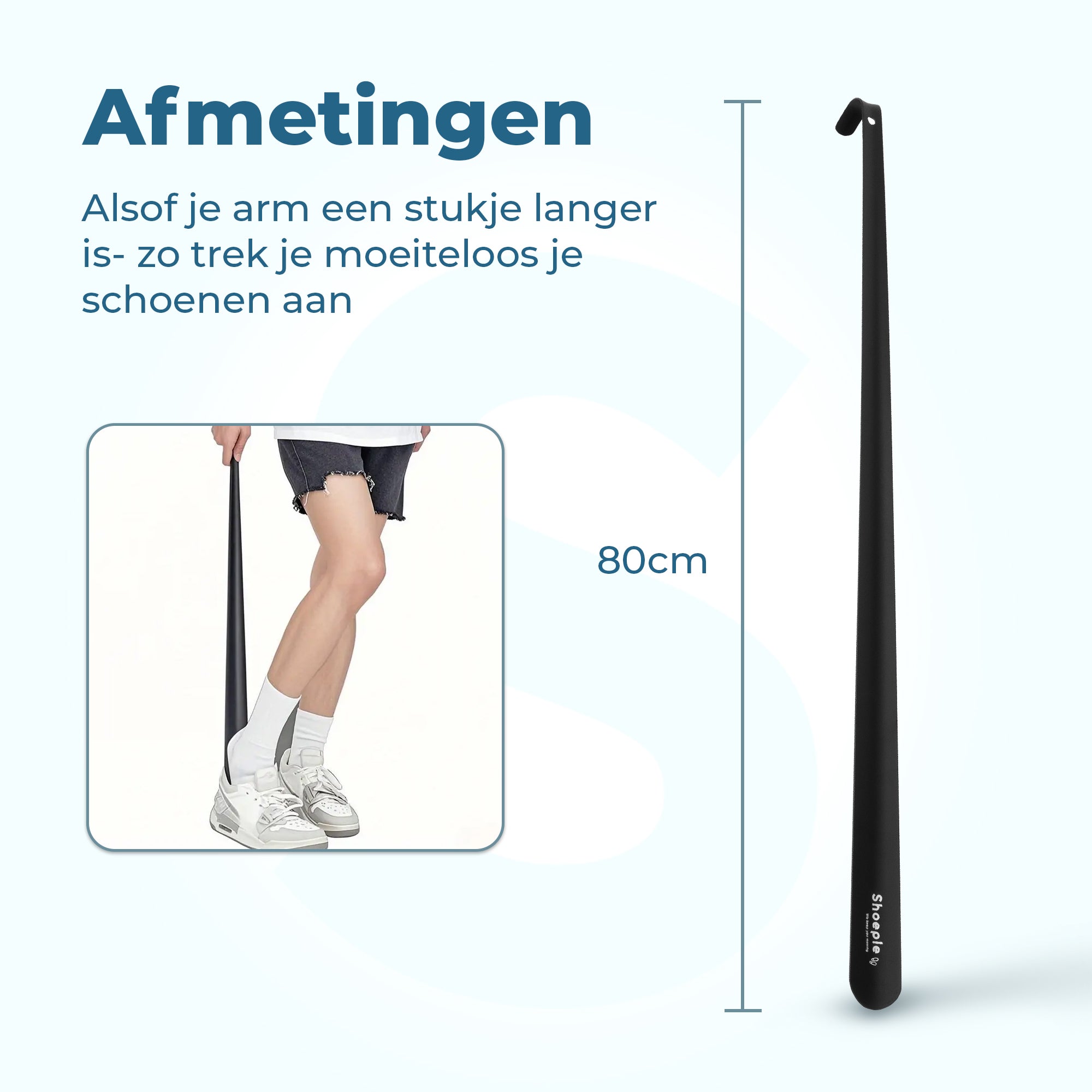 Shoeple Schoenlepel - 80cm Lang - RVS Duurzaam en extra sterk - Zwart