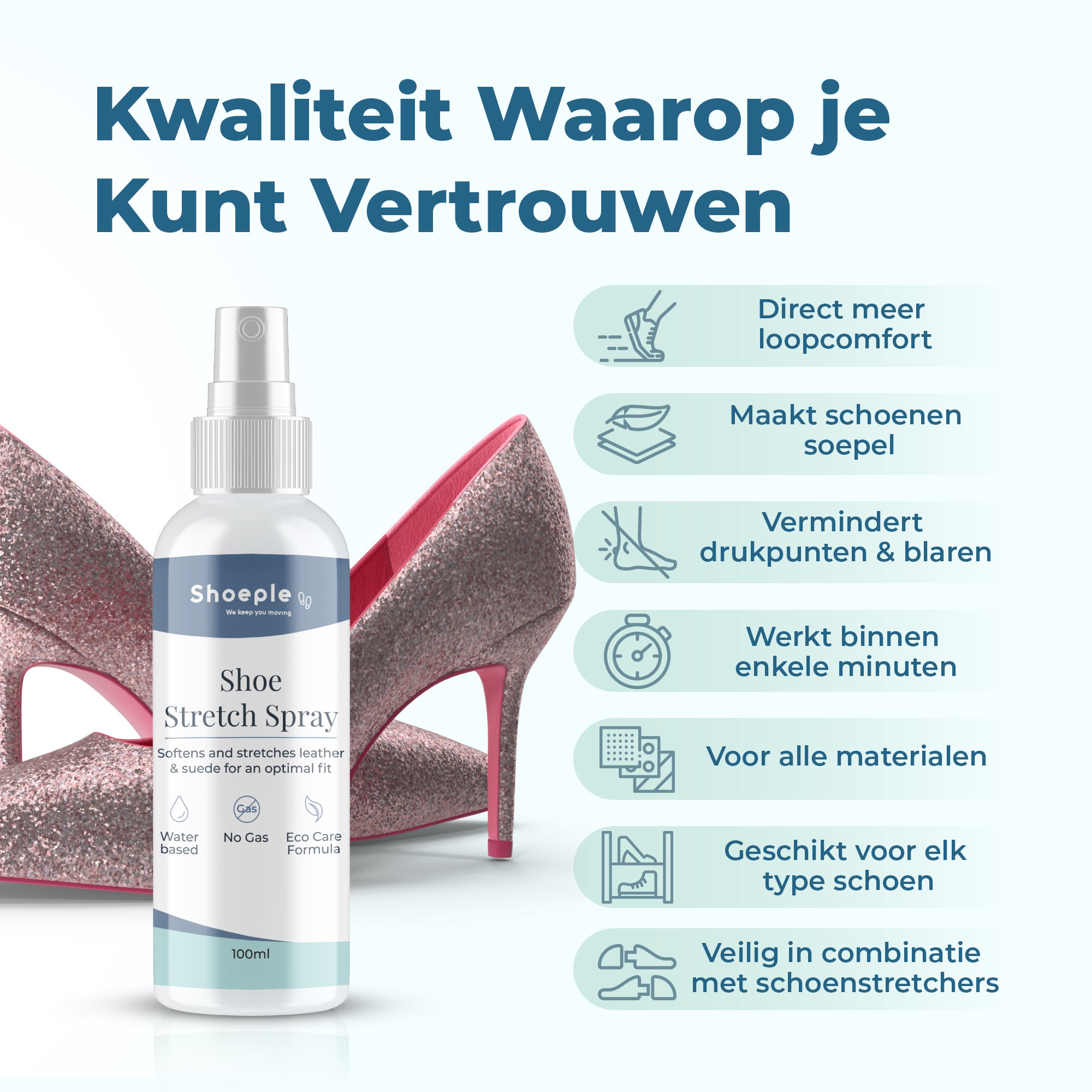 Shoeple Stretch Spray – Verzacht & Verruimt Schoenen - Comfortabel Inlopen - Voor Leer & Suède - 100 ml