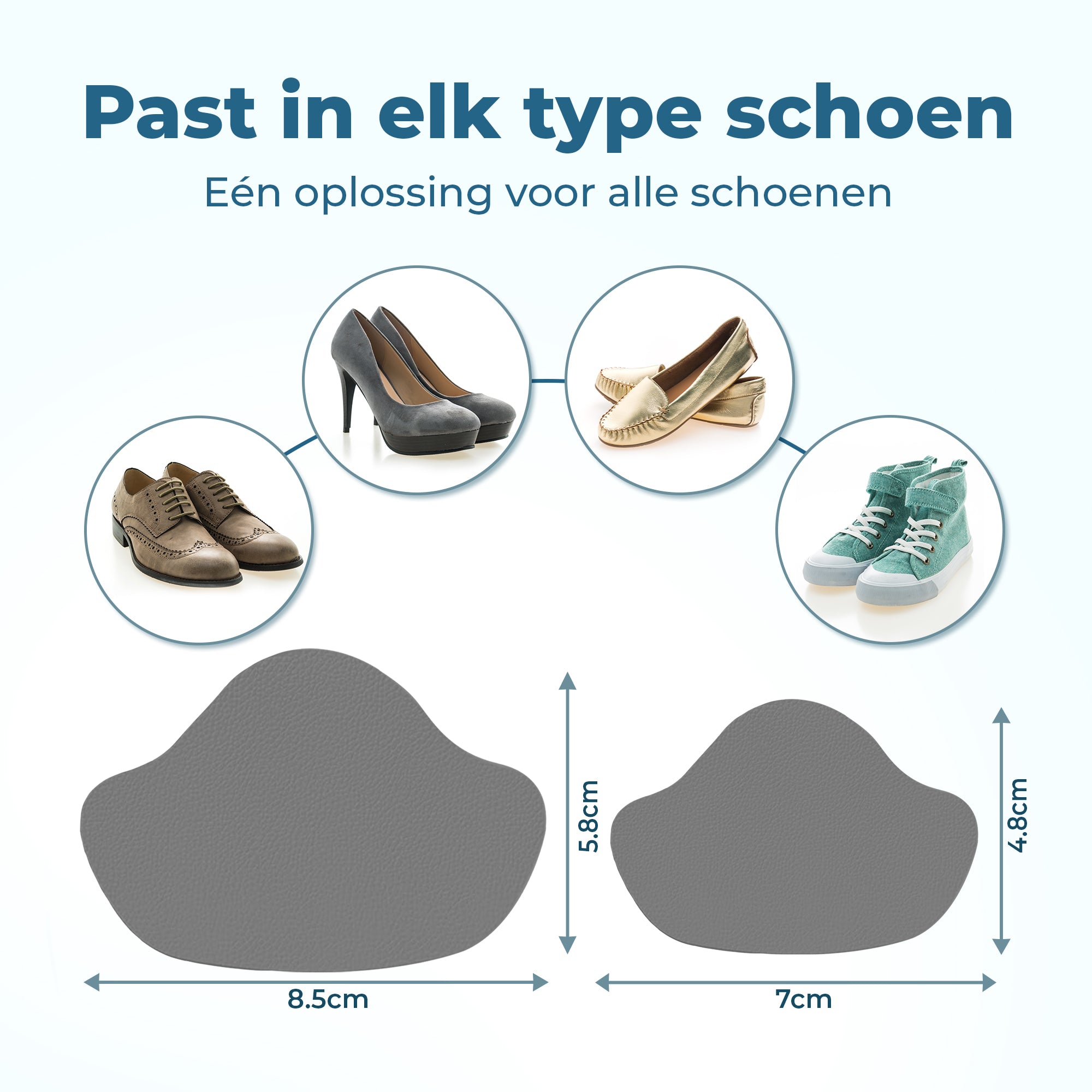 Shoeple Hak Reparatie Schoen (4 stuks) - Hielzooltjes - Inlegzool - Hakbeschermers - Grijs