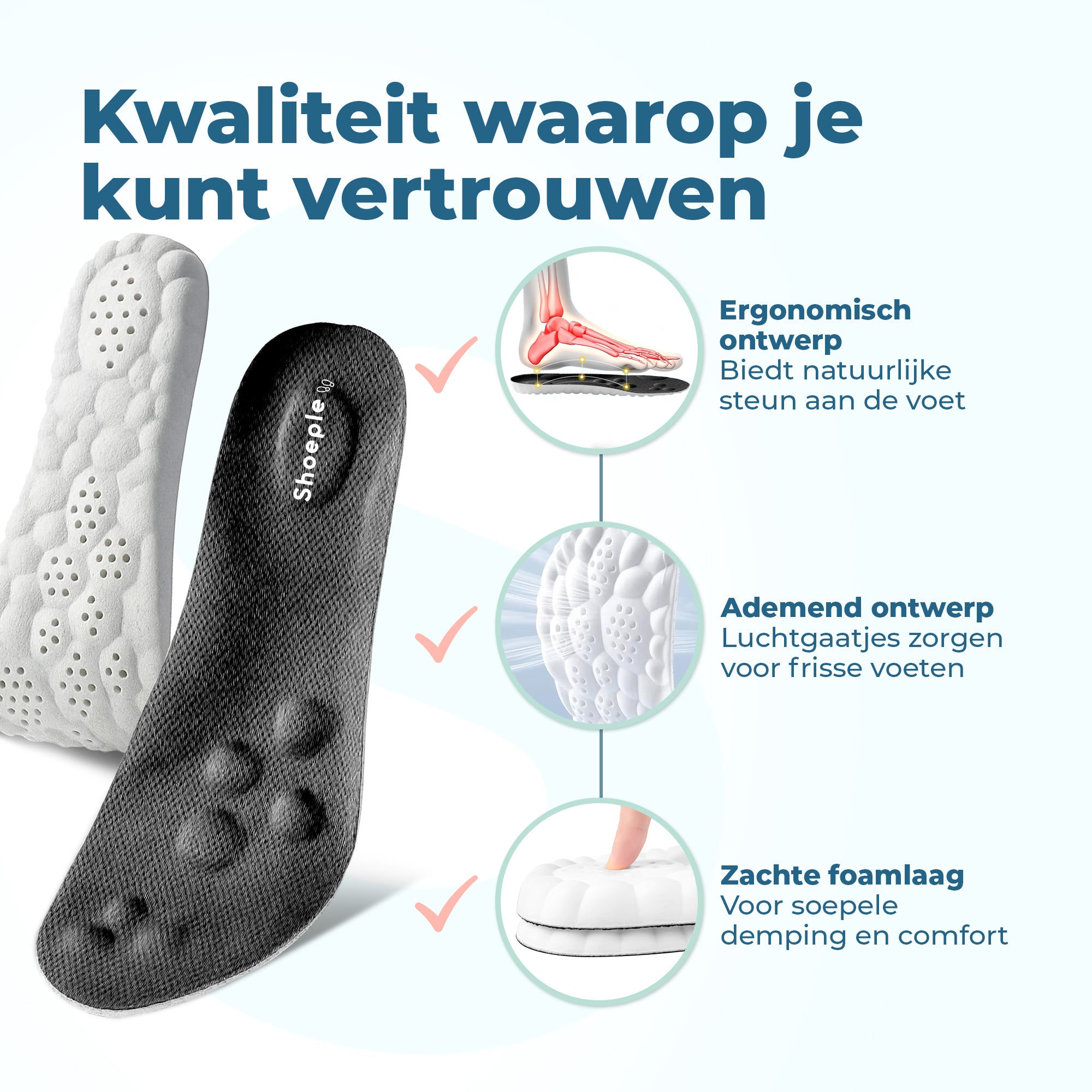 Shoeple Memory Foam Inlegzolen – Comfort & Schokdemping – Ademend & Ergonomisch